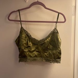 Green Cropped Tank Top